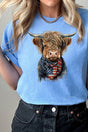 Stars And Stripes Highland Cow Short Sleeve Relaxed Fit T-Shirt - Wholesale Accessory Market