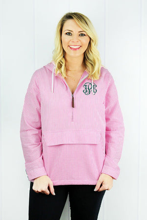 Charles River Women's Pink Seersucker Bar Harbor Pullover (Wholesale Pricing N/A) - Wholesale Accessory Market