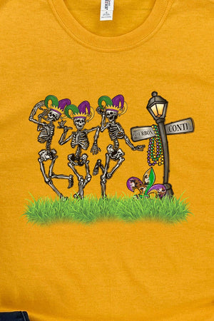 Parade Of Skeletons Mardi Gras Heavy Cotton Long Sleeve Adult T-Shirt - Wholesale Accessory Market