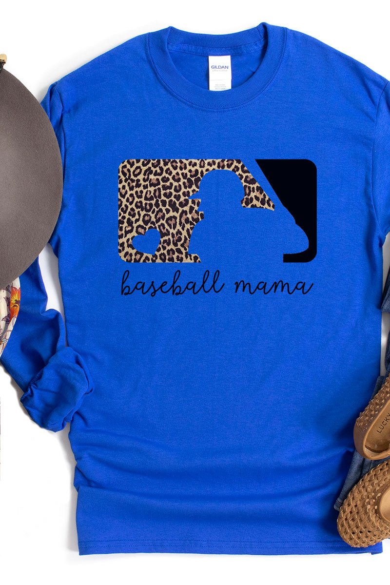 Cheetah Baseball Mama Heavy Cotton Long Sleeve Adult T-Shirt - Wholesale Accessory Market