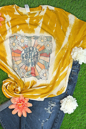 Bleached Daisy Here Comes The Sun Unisex Blend Tee - Wholesale Accessory Market