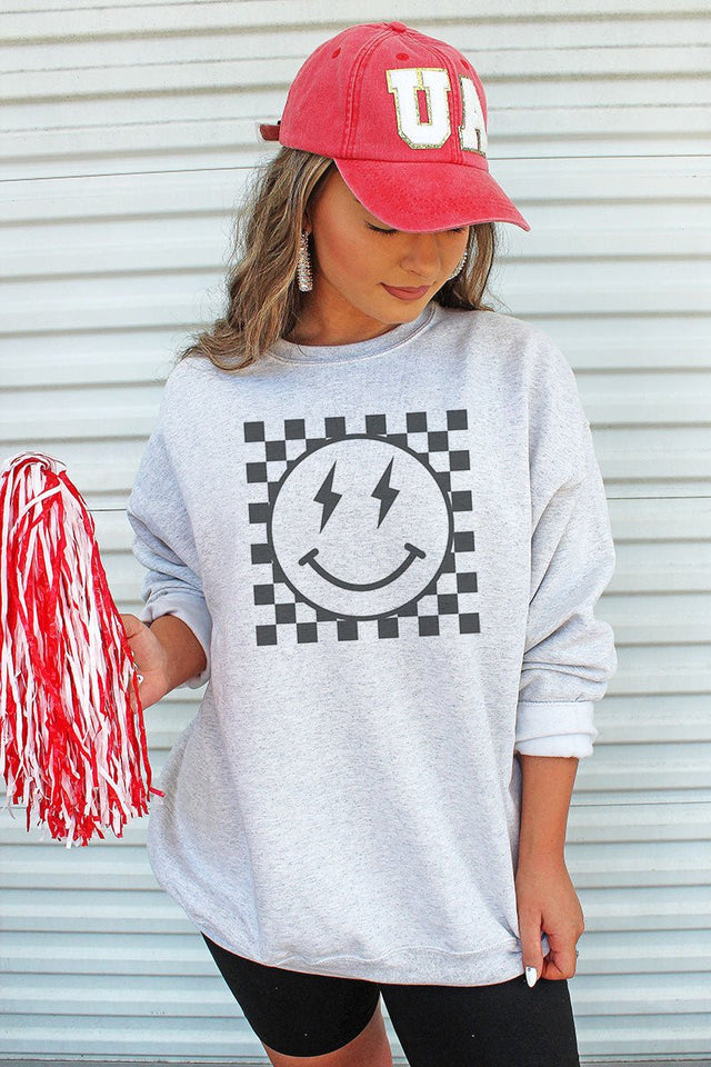 Checkered Happy Strike Unisex NuBlend Crew Sweatshirt - Wholesale Accessory Market