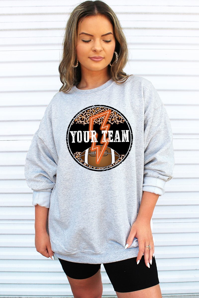 Circle Football Team Name Orange Unisex NuBlend Crew Sweatshirt - Wholesale Accessory Market