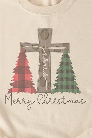 Cross Trees Merry Christmas Jesus Unisex NuBlend Crew Sweatshirt - Wholesale Accessory Market