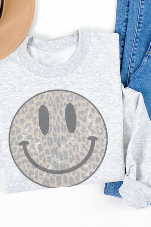 Leopard Happy Face Unisex NuBlend Crew Sweatshirt - Wholesale Accessory Market