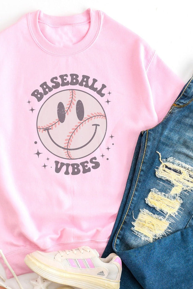 Happy Face Baseball Vibes Unisex NuBlend Crew Sweatshirt - Wholesale Accessory Market