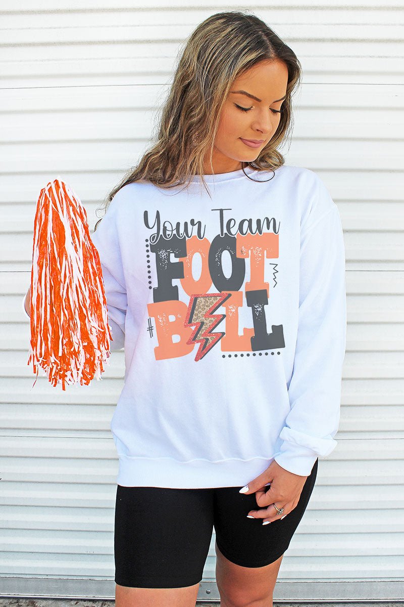 Team Name Football Orange & Black Unisex NuBlend Crew Sweatshirt - Wholesale Accessory Market