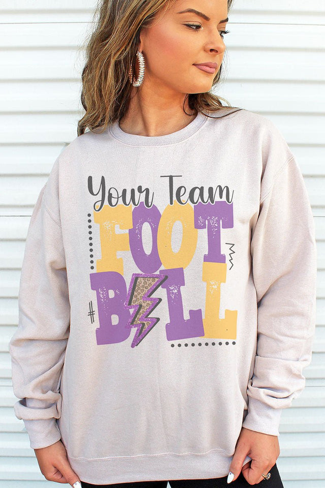 Team Name Football Purple & Gold Unisex NuBlend Crew Sweatshirt - Wholesale Accessory Market