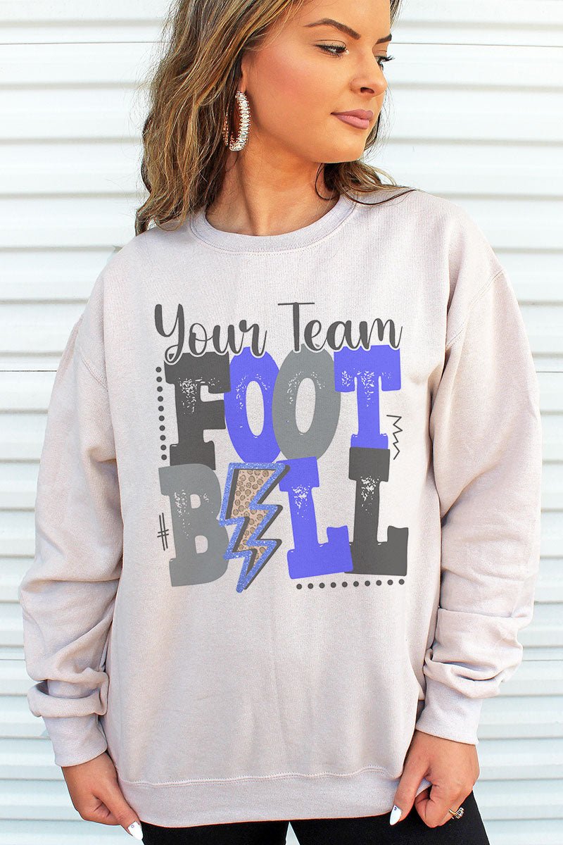 Team Name Football Royal & Black Unisex NuBlend Crew Sweatshirt - Wholesale Accessory Market