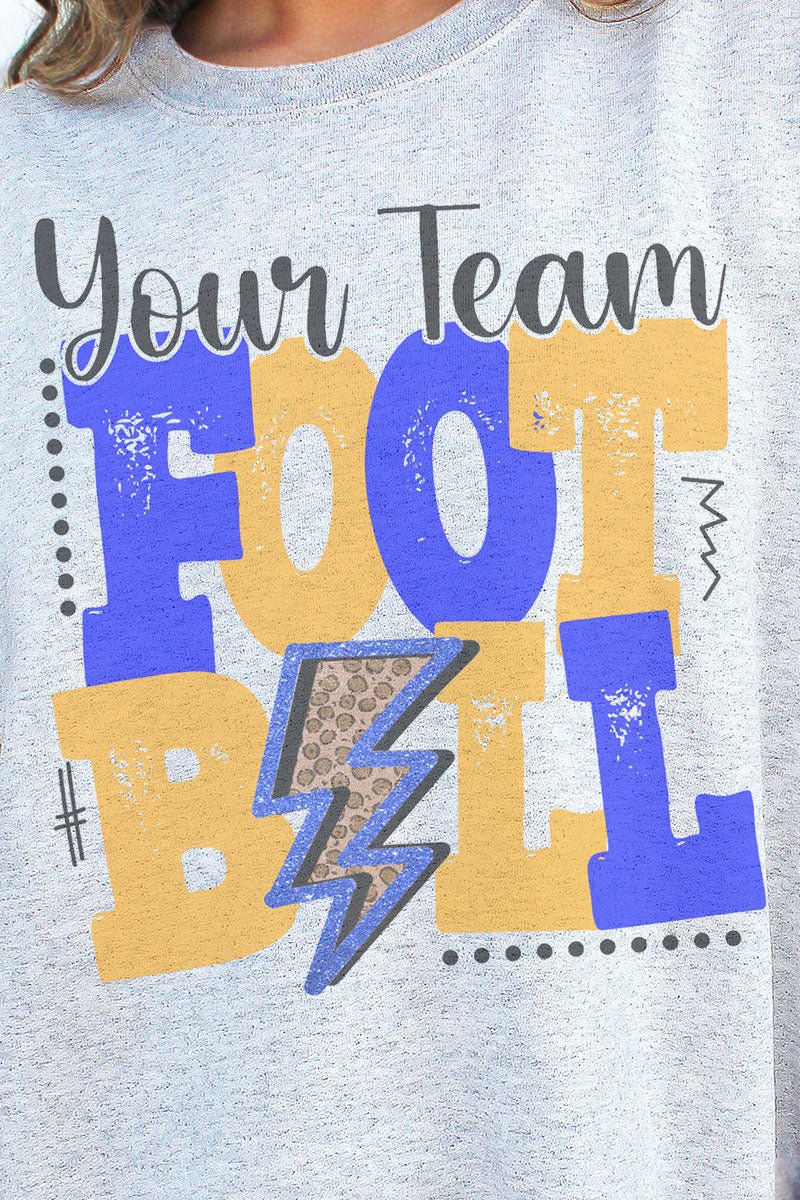 Team Name Football Royal & Gold Unisex NuBlend Crew Sweatshirt - Wholesale Accessory Market