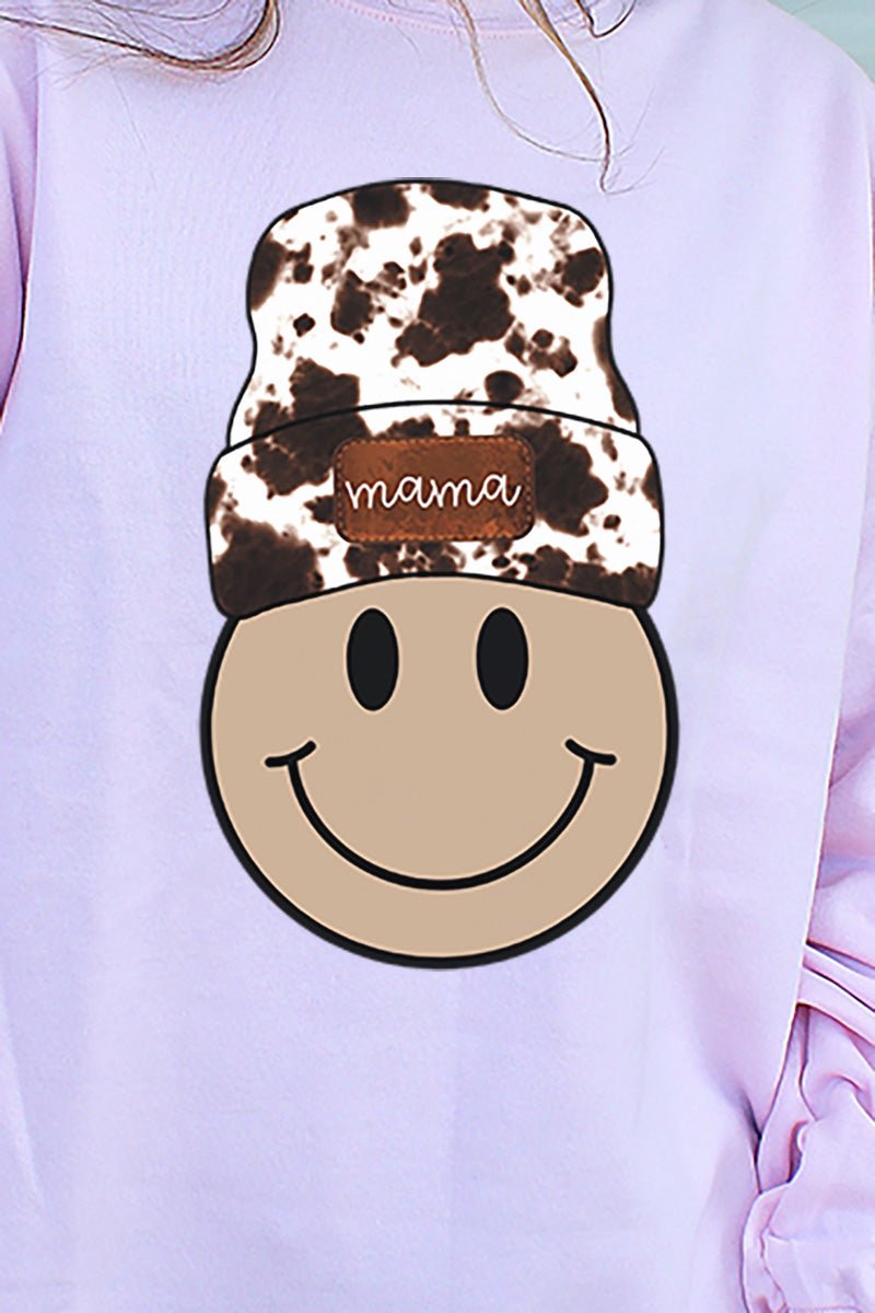 Cowhide Beanie Mama Happy Face Unisex NuBlend Crew Sweatshirt - Wholesale Accessory Market