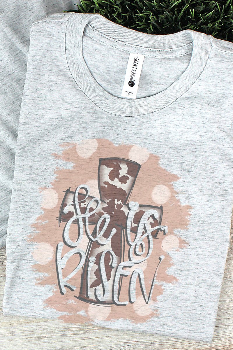 Cowhide Cross He Is Risen Tri-Blend Crew Tee - Wholesale Accessory Market