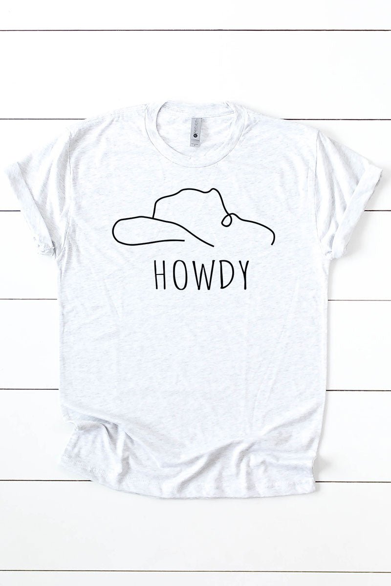 Howdy Cowboy Hat Tri-Blend Crew Tee - Wholesale Accessory Market