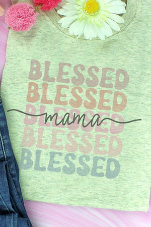 Blessed Mama Stacked Adult Tri-Blend T-Shirt - Wholesale Accessory Market