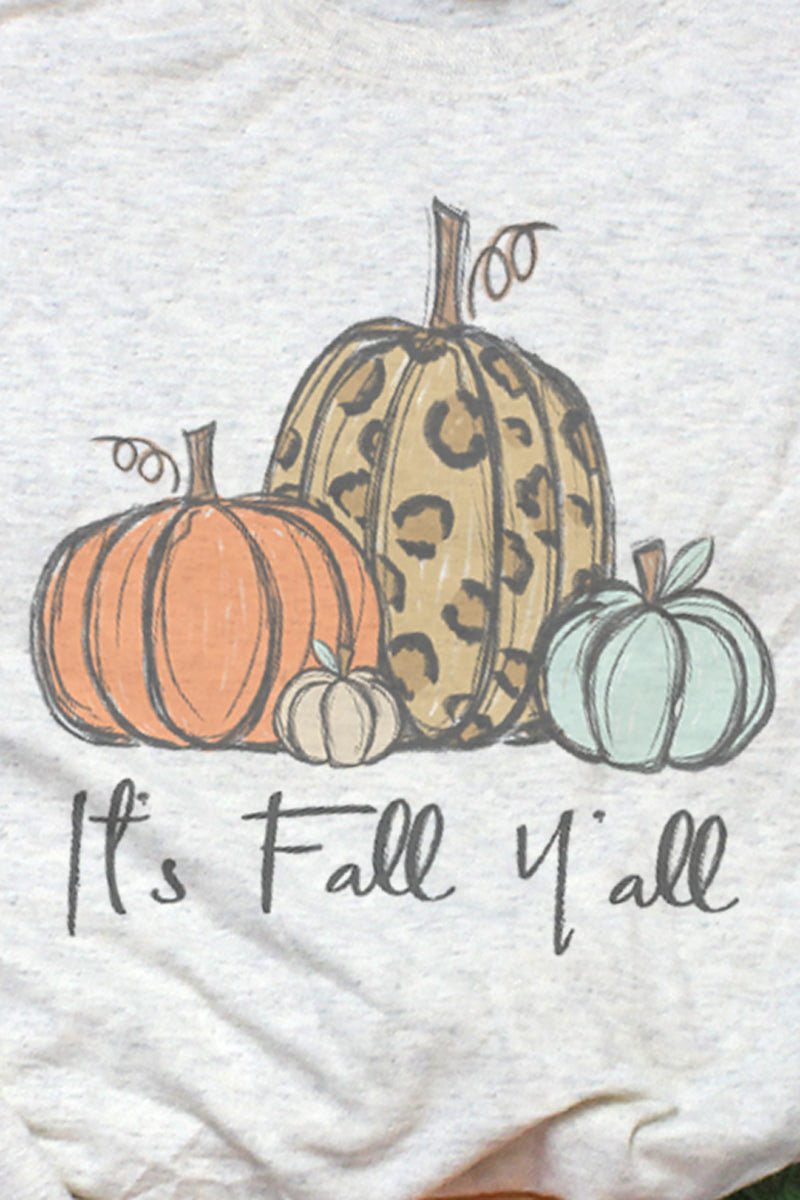 It's Fall Y'all Leopard Pumpkin Trio Adult Tri-Blend T-Shirt - Wholesale Accessory Market