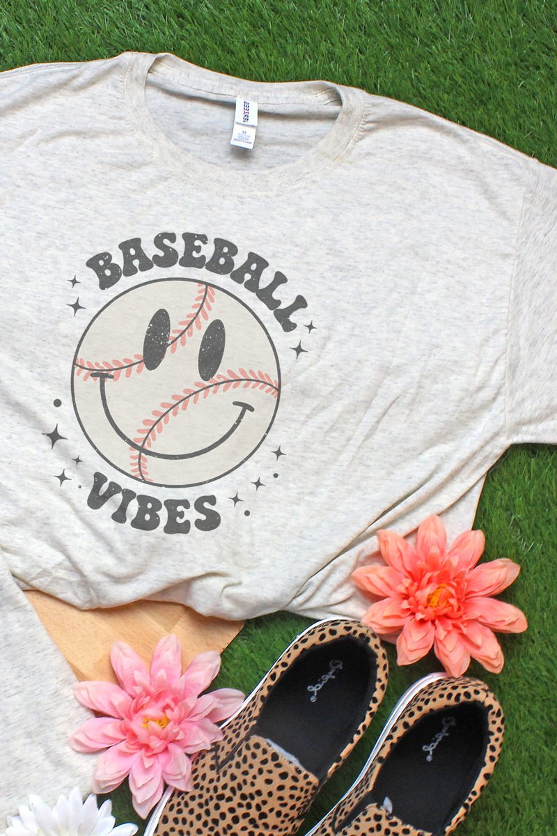 Happy Face Baseball Vibes Adult Tri-Blend T-Shirt - Wholesale Accessory Market