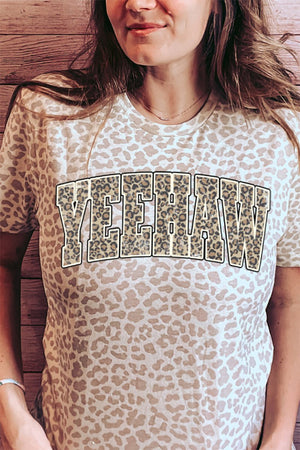 Arched Yeehaw Leopard Fine Jersey Tee - Wholesale Accessory Market