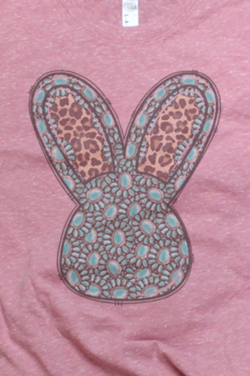 Turquoise Bunny Rabbit Melange Jersey Tee - Wholesale Accessory Market