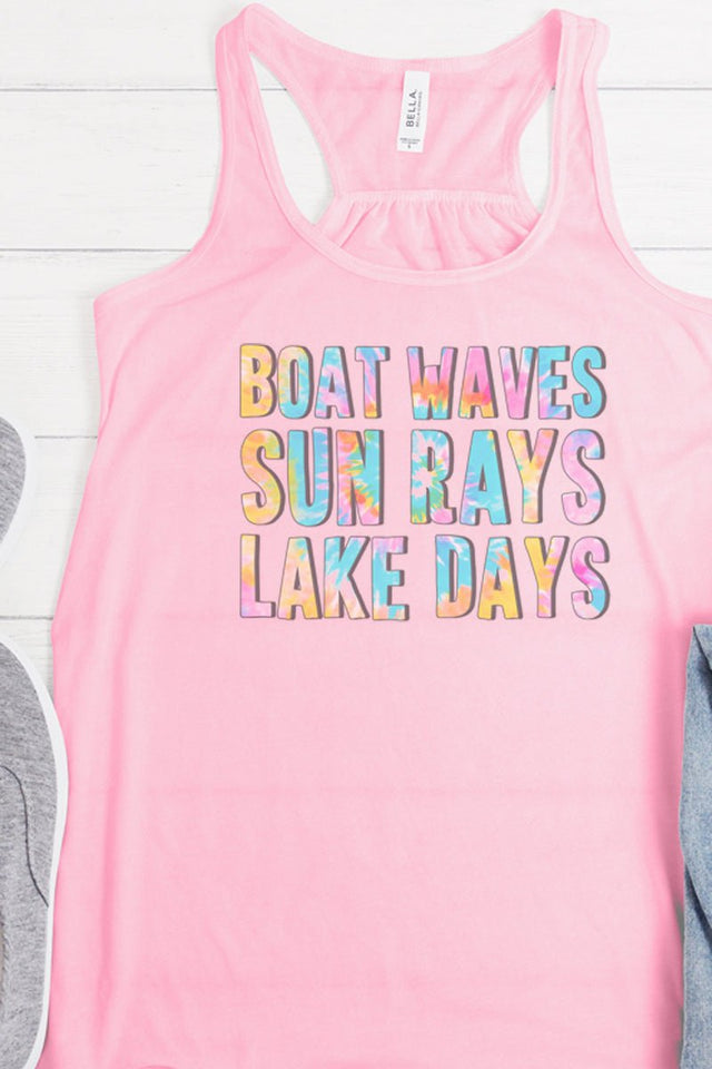 Lake Days Tie Dye Flowy Racerback Tank - Wholesale Accessory Market