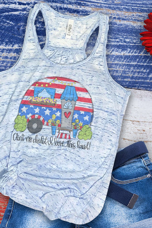 Love This Land Patriotic Camper Flowy Racerback Tank - Wholesale Accessory Market