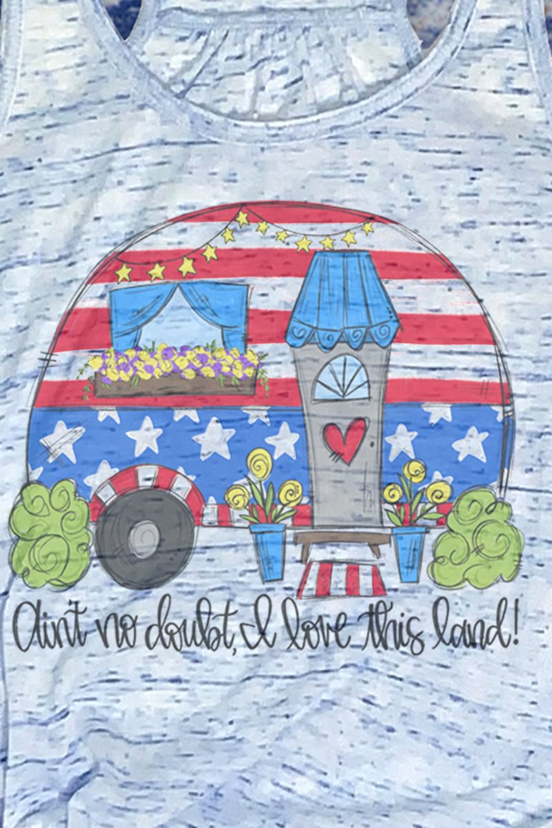 Love This Land Patriotic Camper Flowy Racerback Tank - Wholesale Accessory Market