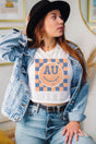 Checkerboard Happy AU Flowy Cropped Tee - Wholesale Accessory Market