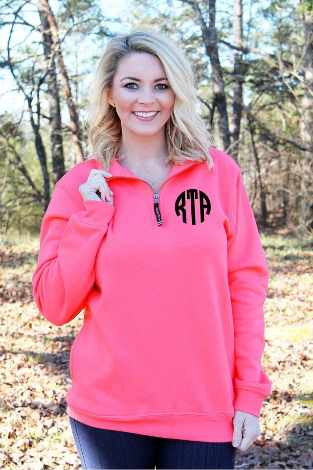 Charles River Quarter Zip Sweatshirt (Men's Cut), Preppy Pink *Personalize It! (Wholesale Pricing N/A) - Wholesale Accessory Market