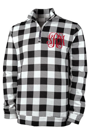 Charles River Unisex Black Check Crosswind Quarter Zip Sweatshirt (Wholesale Pricing N/A) - Wholesale Accessory Market