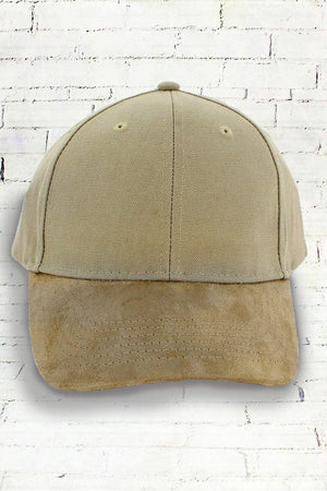 Khaki and Tan Suede Bill Cap - Wholesale Accessory Market