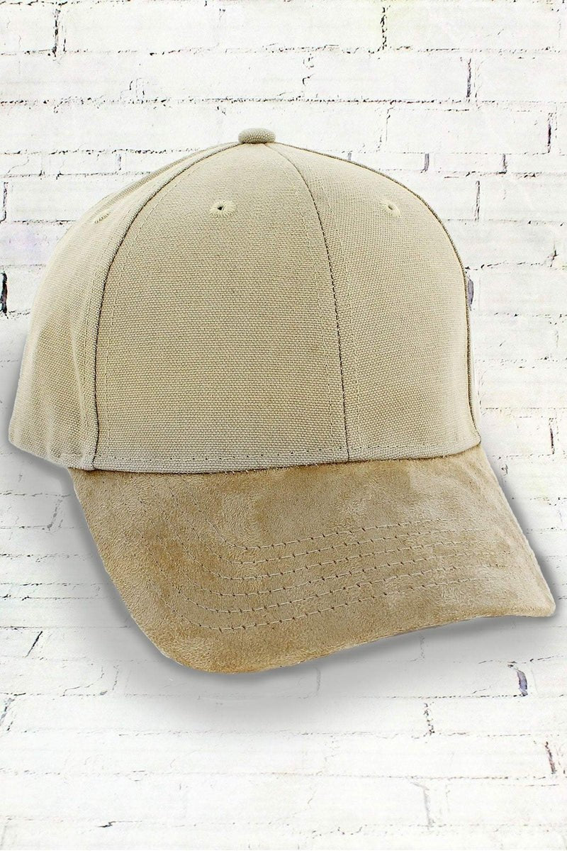 Khaki and Tan Suede Bill Cap - Wholesale Accessory Market