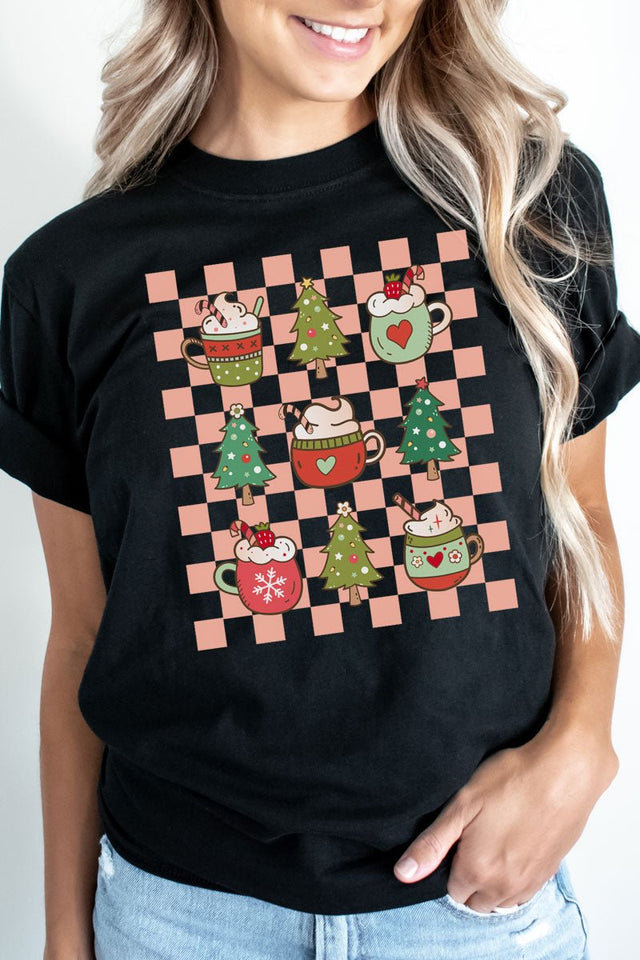 Checkered Christmas Coffee Softstyle Adult T-Shirt - Wholesale Accessory Market