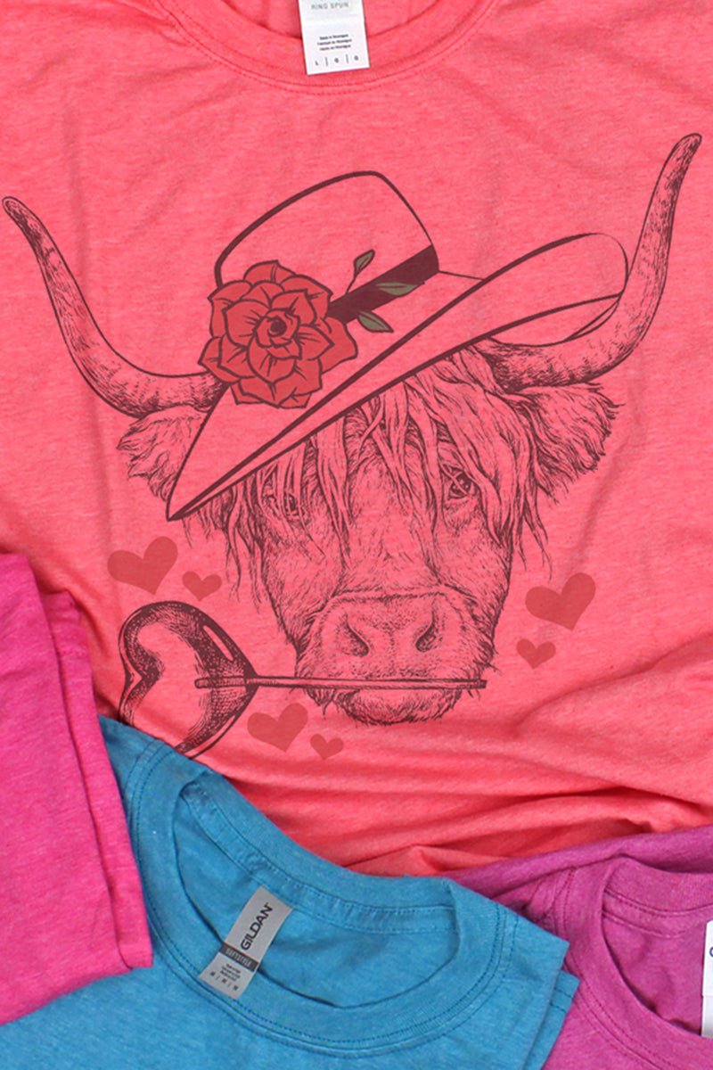 Valentine Highland Cow Softstyle Adult T-Shirt - Wholesale Accessory Market