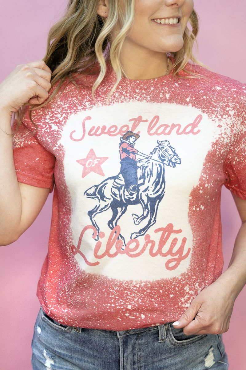 Bleached Land Of Liberty Softstyle Adult T-Shirt - Wholesale Accessory Market