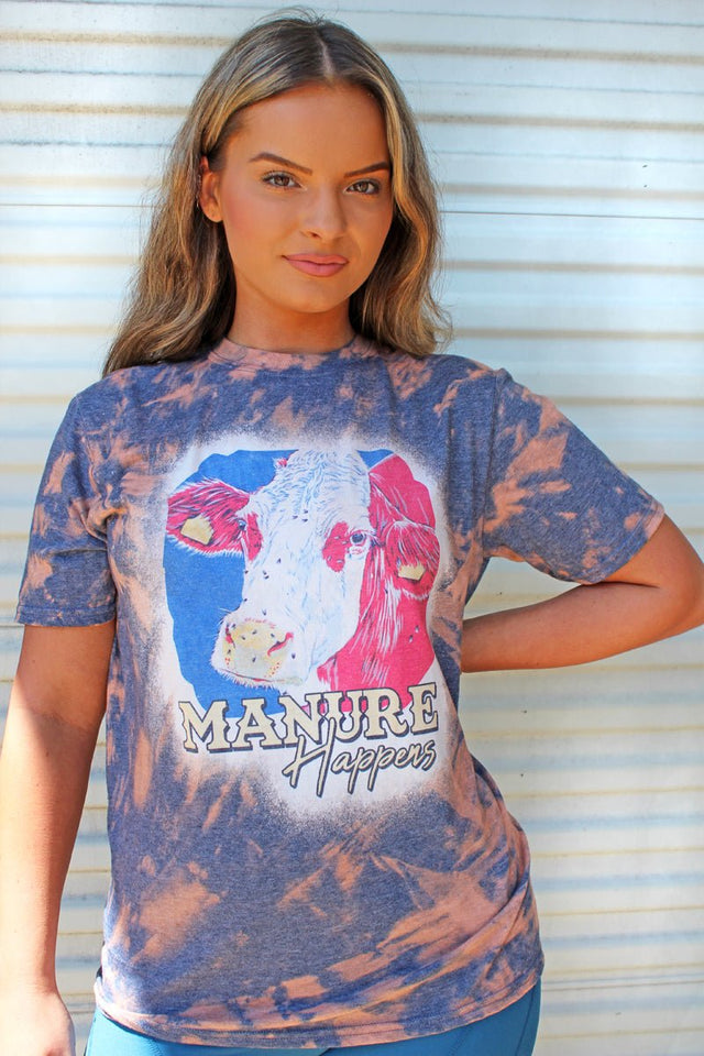 Bleached Manure Happens Softstyle Adult T-Shirt - Wholesale Accessory Market