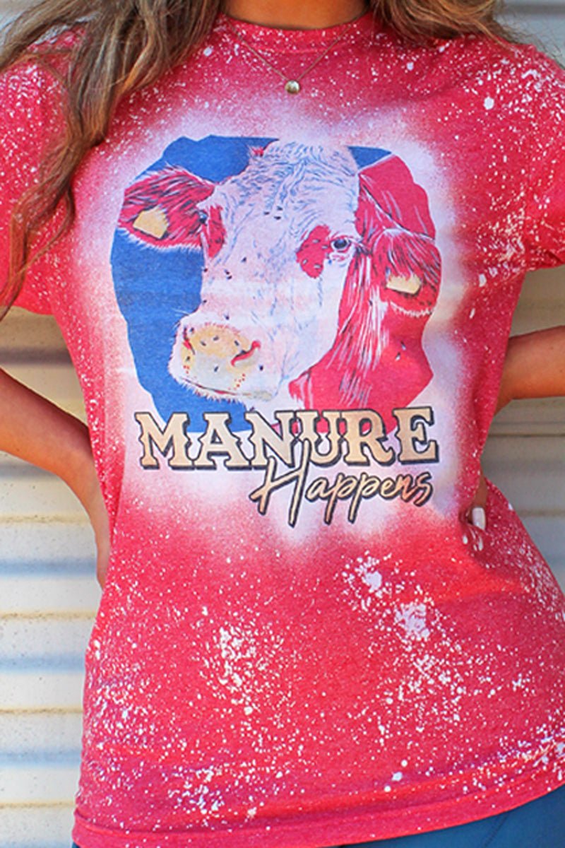 Bleached Manure Happens Softstyle Adult T-Shirt - Wholesale Accessory Market