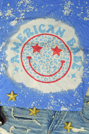 Bleached Retro American Babe Happy Face Softstyle Adult T-Shirt - Wholesale Accessory Market