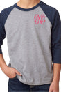 Next Level Youth 3/4 Sleeve Raglan, Navy/Dark Gray Heather *Personalize It - Wholesale Accessory Market