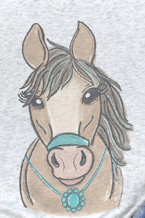 Fancy Turquoise Horse Tri-Blend V Neck Tee - Wholesale Accessory Market