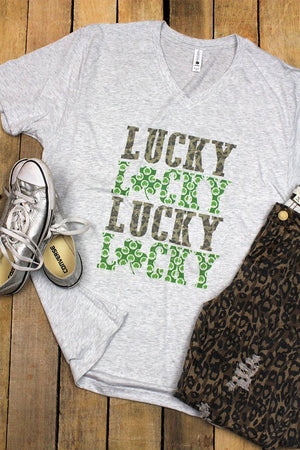 Lucky Stacked Tri-Blend V Neck Tee - Wholesale Accessory Market