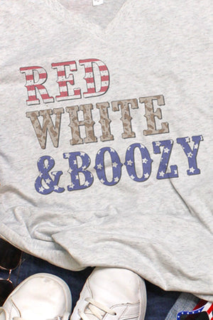 Red White & Boozy Tri-Blend V Neck Tee - Wholesale Accessory Market