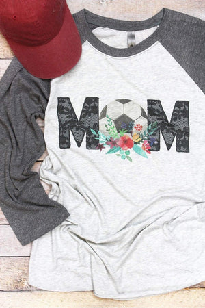 Floral Soccer Mom Tri-Blend Unisex 3/4 Raglan - Wholesale Accessory Market