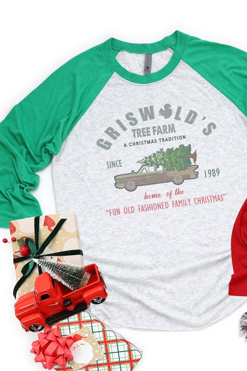 Griswolds Tree Farm Tri-Blend Unisex 3/4 Raglan - Wholesale Accessory Market