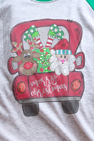 Merry Christmas Pals Truck Tri-Blend Unisex 3/4 Raglan - Wholesale Accessory Market