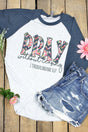 Floral Pray Without Ceasing Tri-Blend Unisex 3/4 Raglan - Wholesale Accessory Market