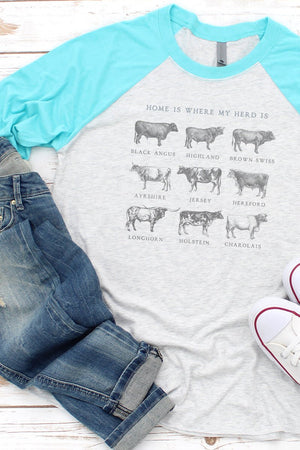 Home Is Where My Herd Is Tri-Blend Unisex 3/4 Raglan - Wholesale Accessory Market