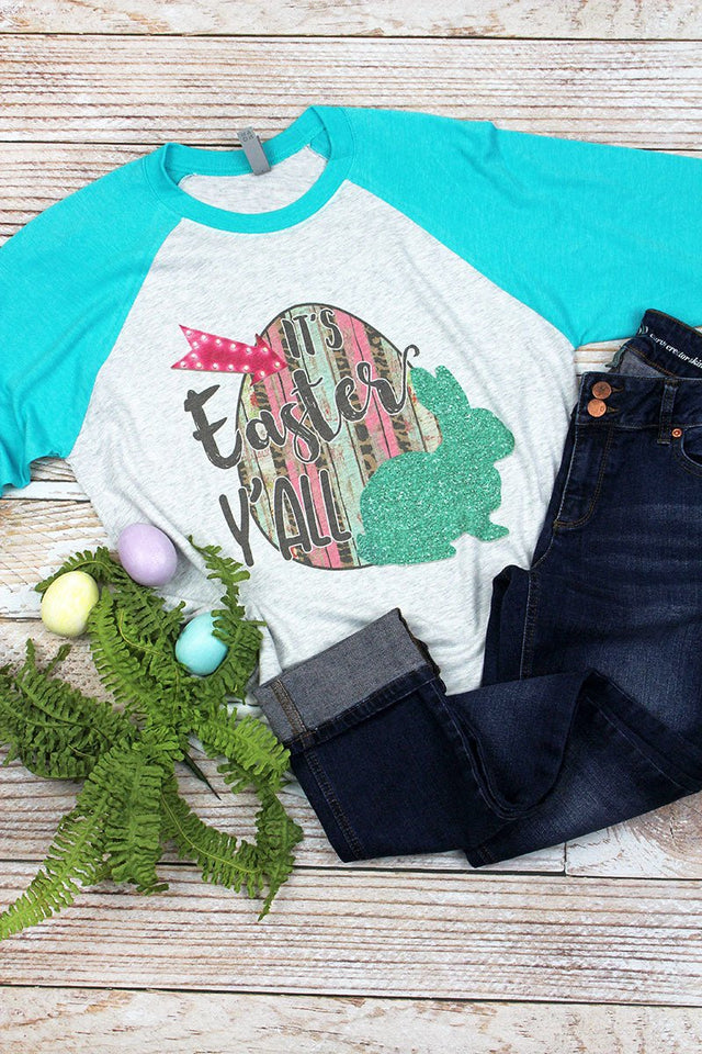 It's Easter Y'all Tri-Blend Unisex 3/4 Raglan - Wholesale Accessory Market