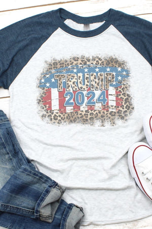 Leopard Trump 2024 Tri-Blend Unisex 3/4 Raglan - Wholesale Accessory Market