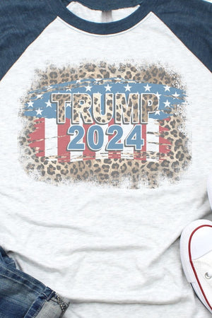 Leopard Trump 2024 Tri-Blend Unisex 3/4 Raglan - Wholesale Accessory Market