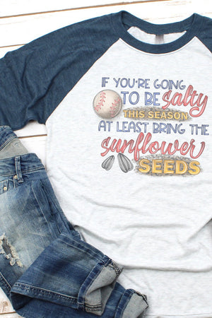 Salty Sunflower Seeds Baseball Tri-Blend Unisex 3/4 Raglan - Wholesale Accessory Market