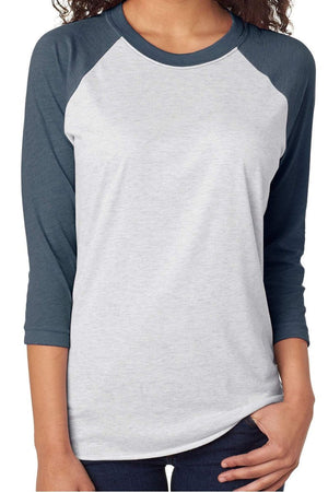 Tri-Blend Unisex 3/4 Raglan, Indigo/Heather White *Personalize It! - Wholesale Accessory Market